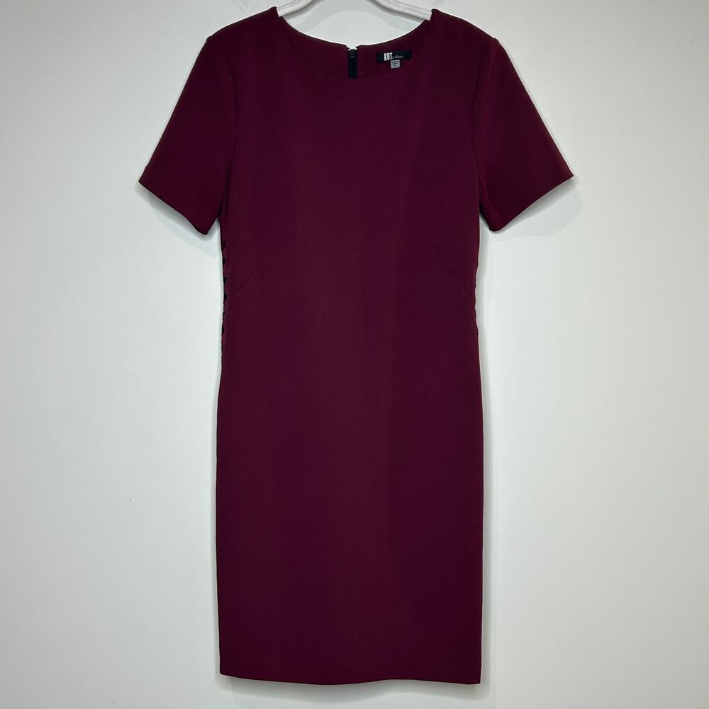 Kut From the Kloth Purple Sheath Dress Size 8 Lace Up Detail
